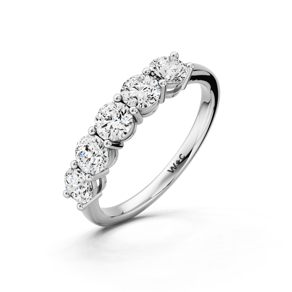 Five Stone Round Brilliant Cut Diamond Ring (F/G SI+) with Platinum / Natural / 1 Cut Diamond in 14KT Platinum / Natural / 1 view 3
