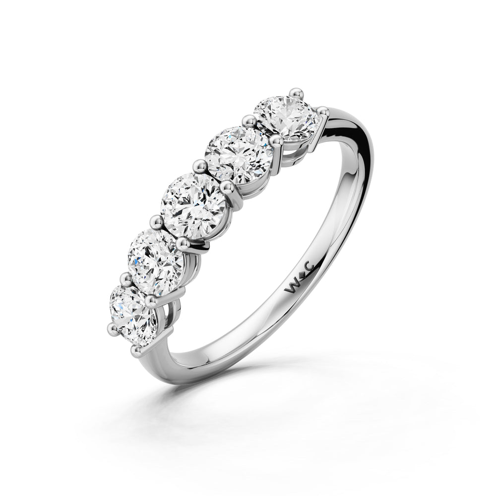 Five Stone Round Brilliant Cut Diamond Ring (E+ VS+) with Platinum / Lab / 1 Cut Diamond in 14KT Platinum / Lab / 1 view 3
