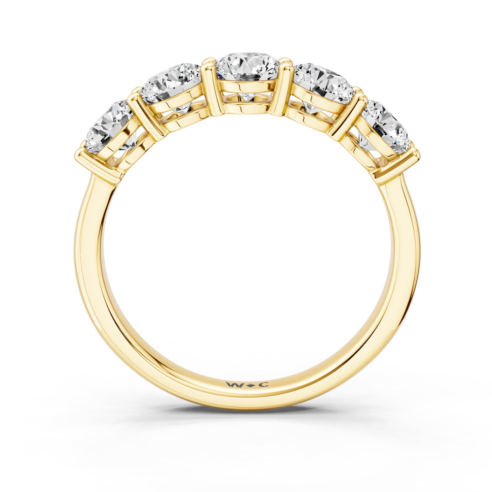 Five Stone Round Brilliant Cut Diamond Ring (F/G SI+) with 18KT Yellow Gold / Natural / 1 1/2 Cut Diamond in 14KT Yellow Gold / Natural / 1 1/2 view 2
