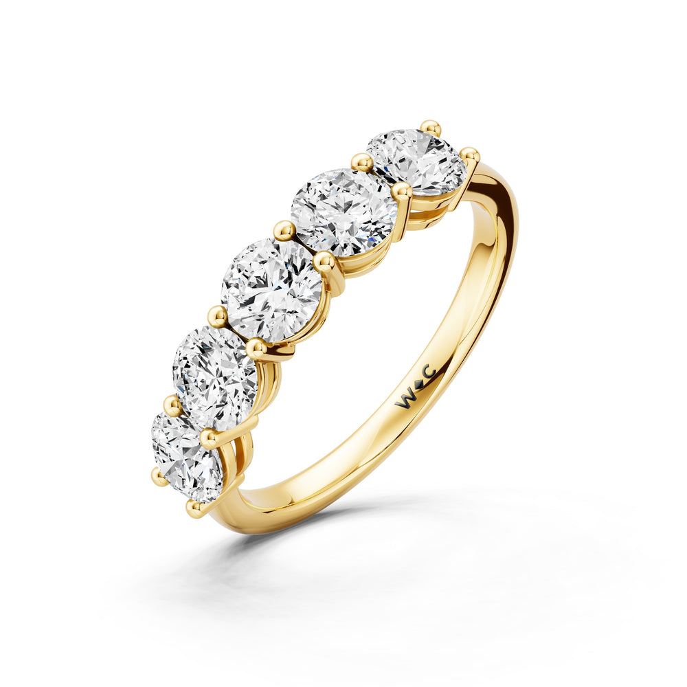 Five Stone Round Brilliant Cut Diamond Ring (F/G SI+) with 18KT Yellow Gold / Natural / 1 1/2 Cut Diamond in 14KT Yellow Gold / Natural / 1 1/2 view 3
