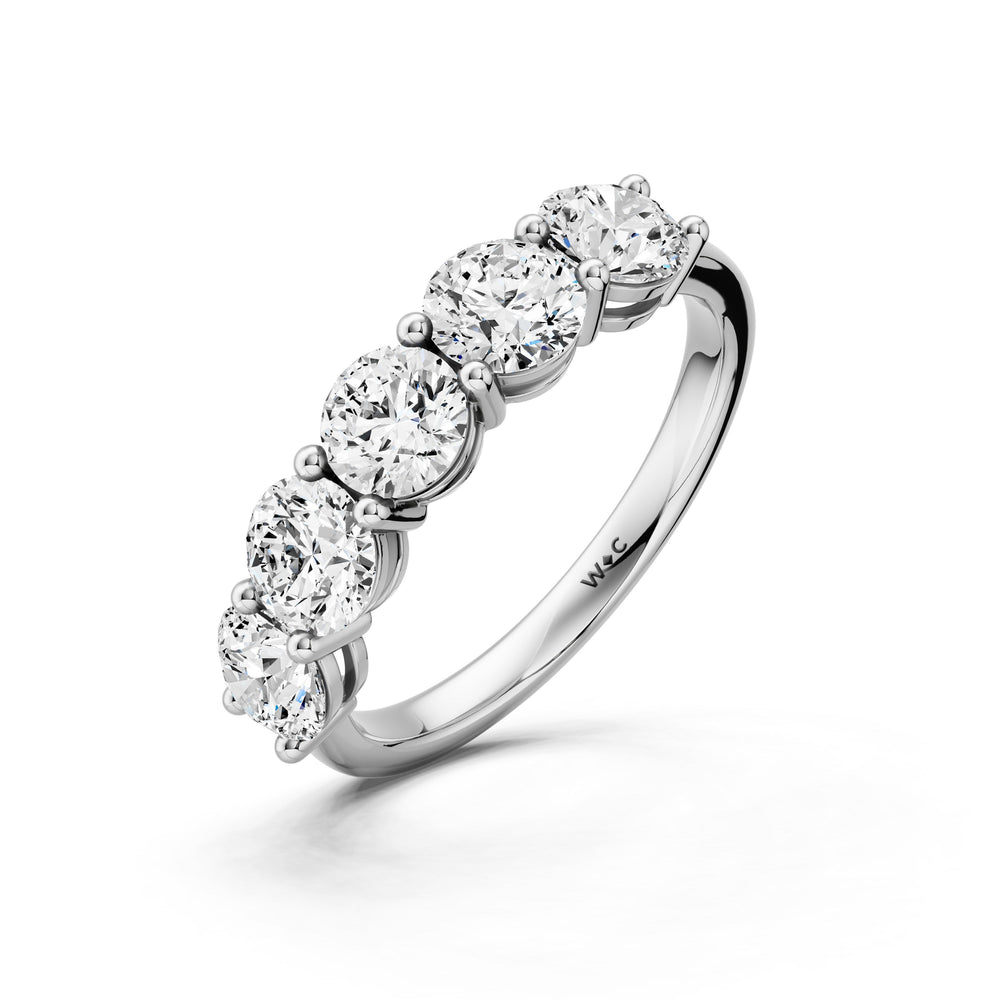 Five Stone Round Brilliant Cut Diamond Ring (E+ VS+) with Platinum / Lab / 2 Cut Diamond in 14KT Platinum / Lab / 2 view 5
