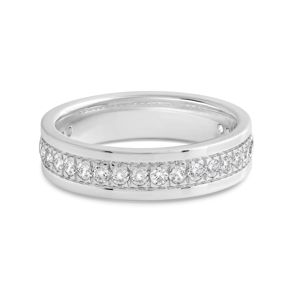 Round Diamond Horizon Ring with 18KT White Gold / 5 Cut Diamond in 14KT White Gold / 5 view 1
