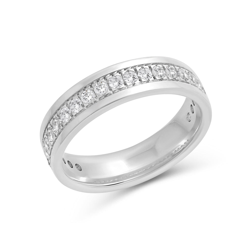 Round Diamond Horizon Ring with 18KT White Gold / 5 Cut Diamond in 14KT White Gold / 5 view 5
