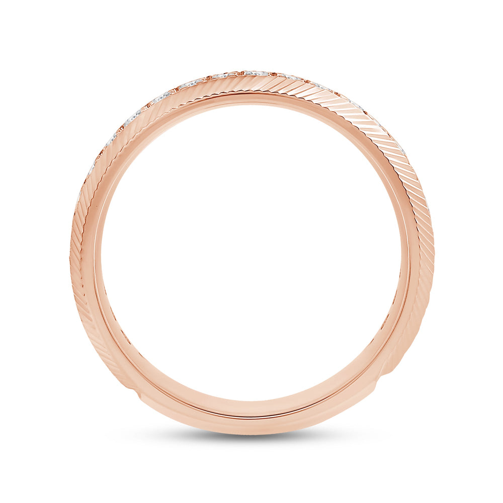 Ribbed Frame Ring with 18KT Rose Gold / Lab / 1/2 Cut Diamond in 14KT Rose Gold / Lab / 1/2 view 4
