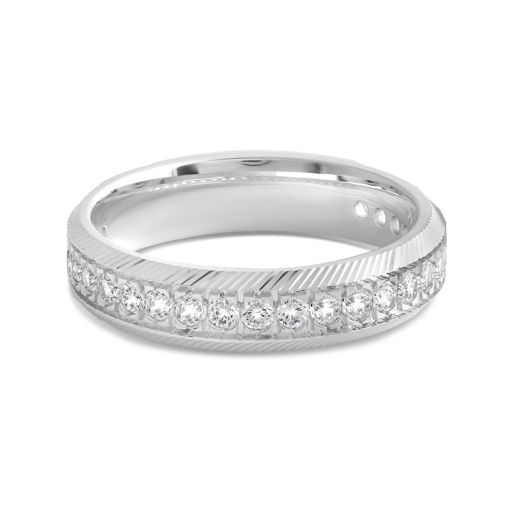 Ribbed Frame Ring with 18KT White Gold / Lab / 1/2 Cut Diamond in 14KT White Gold / Lab / 1/2 view 1
