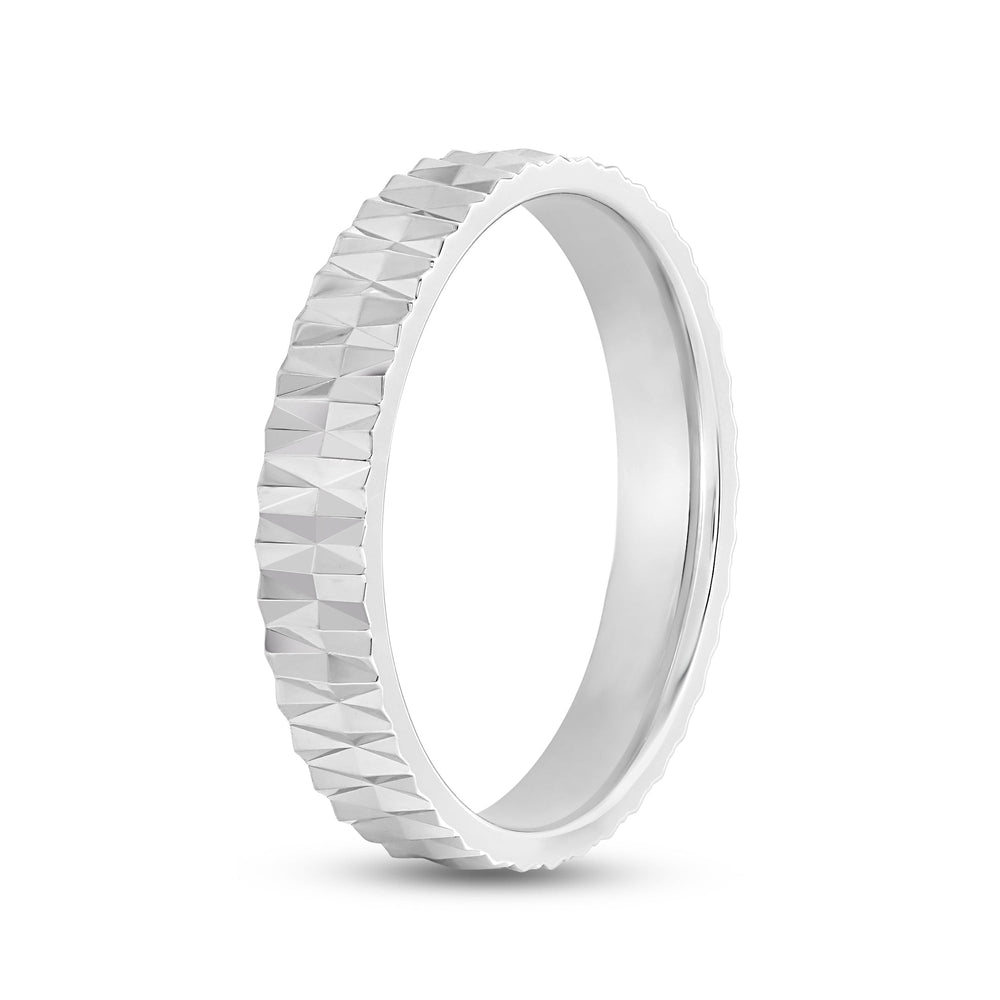 V Wide Men's Ring with 18KT White Gold / 4 Cut Diamond in 14KT White Gold / 4 view 3
