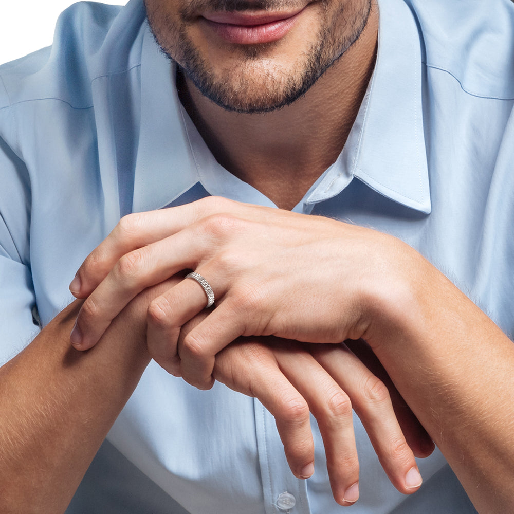 V Wide Men's Ring with 18KT Rose Gold / 4 Cut Diamond in 14KT Rose Gold / 4 view 5
