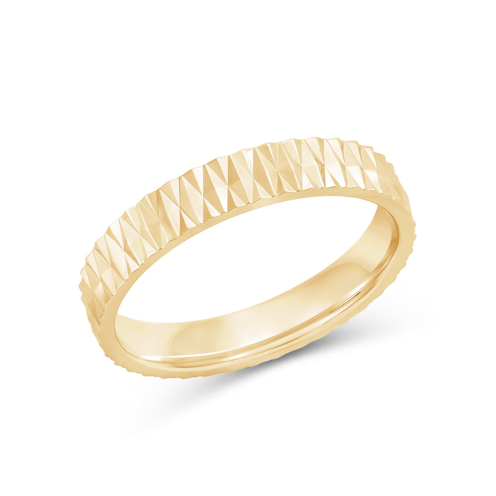 V Wide Men's Ring with 18KT Yellow Gold / 4 Cut Diamond in 14KT Yellow Gold / 4 view 4
