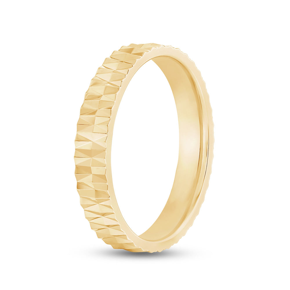 V Wide Men's Ring with 18KT Yellow Gold / 4 Cut Diamond in 14KT Yellow Gold / 4 view 3
