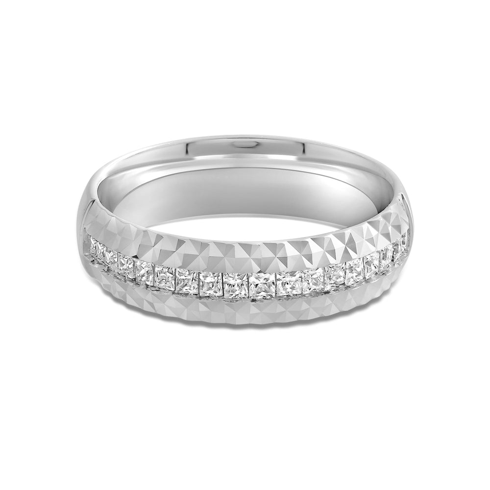 Omega Frame Men's Ring with 18KT White Gold / Lab / 3/4 Cut Diamond in 14KT White Gold / Lab / 3/4 view 1
