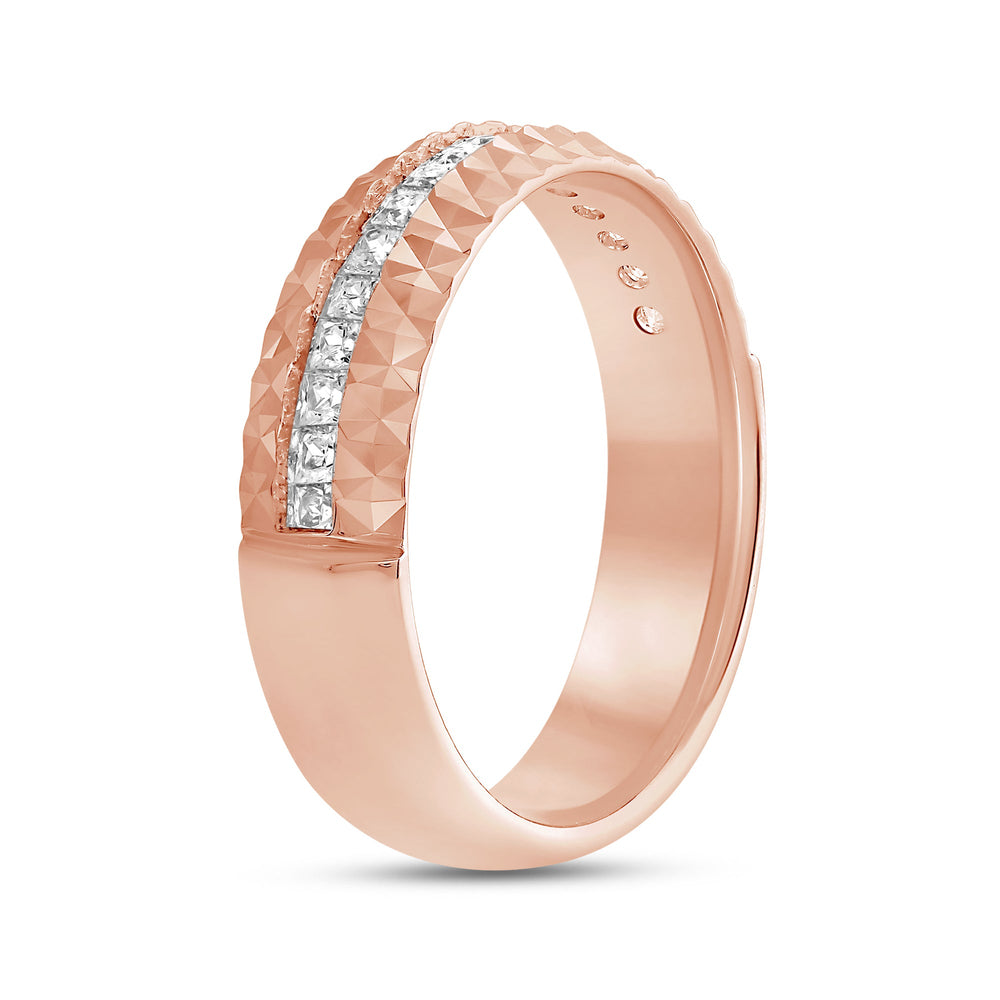 Omega Frame Men's Ring with 18KT Rose Gold / Lab / 3/4 Cut Diamond in 14KT Rose Gold / Lab / 3/4 view 3
