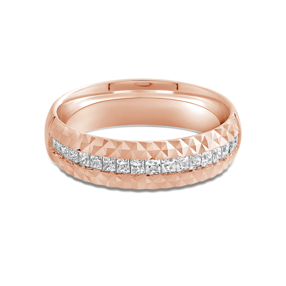 Omega Frame Men's Ring with 18KT Rose Gold / Lab / 3/4 Cut Diamond in 14KT Rose Gold / Lab / 3/4 view 1
