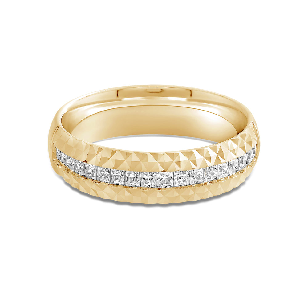 Omega Frame Men's Ring with 18KT Yellow Gold / Lab / 3/4 Cut Diamond in 14KT Yellow Gold / Lab / 3/4 view 1
