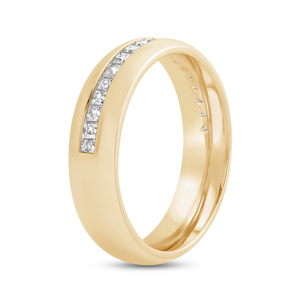Wide Dome Diamond Horizon Ring with 18KT Yellow Gold / Lab / 3/8 Cut Diamond in 14KT Yellow Gold / Lab / 3/8 view 6
