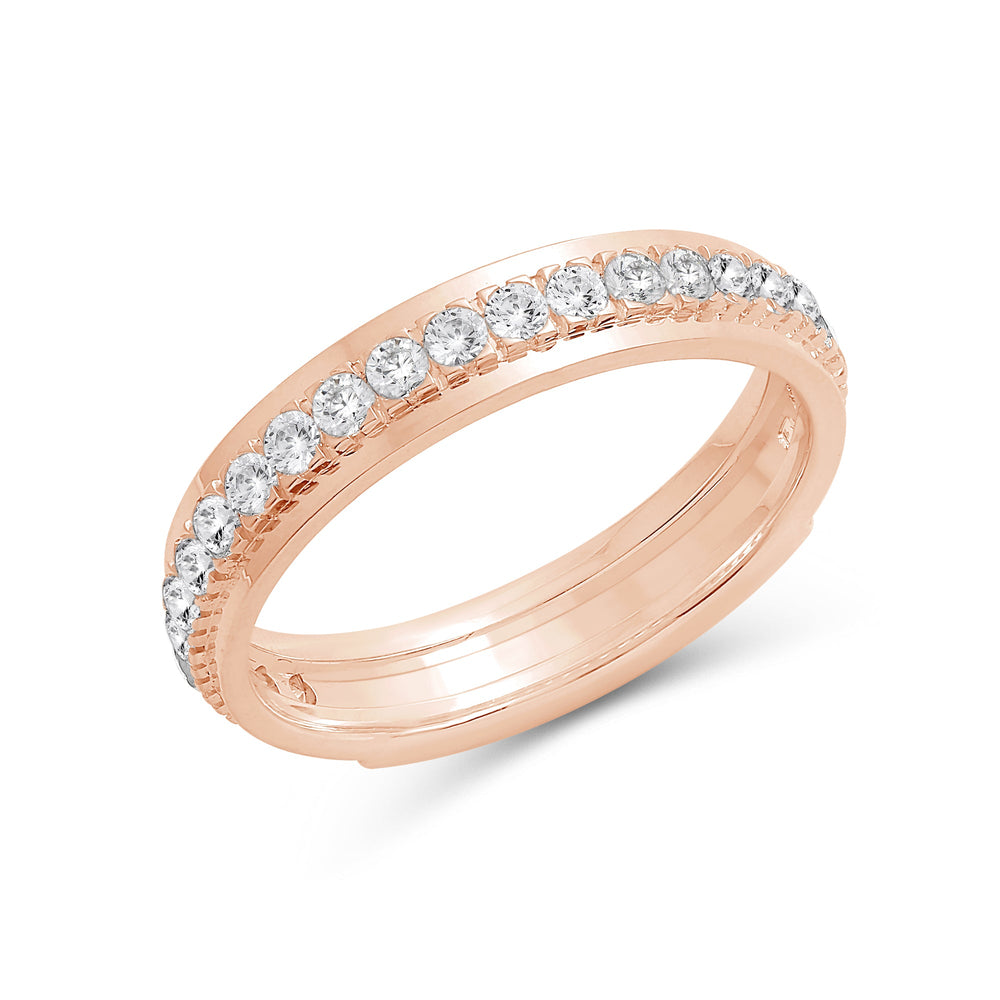 Round Diamond Horizon Ring with 18KT Rose Gold / 3.5 Cut Diamond in 14KT Rose Gold / 3.5 view 5
