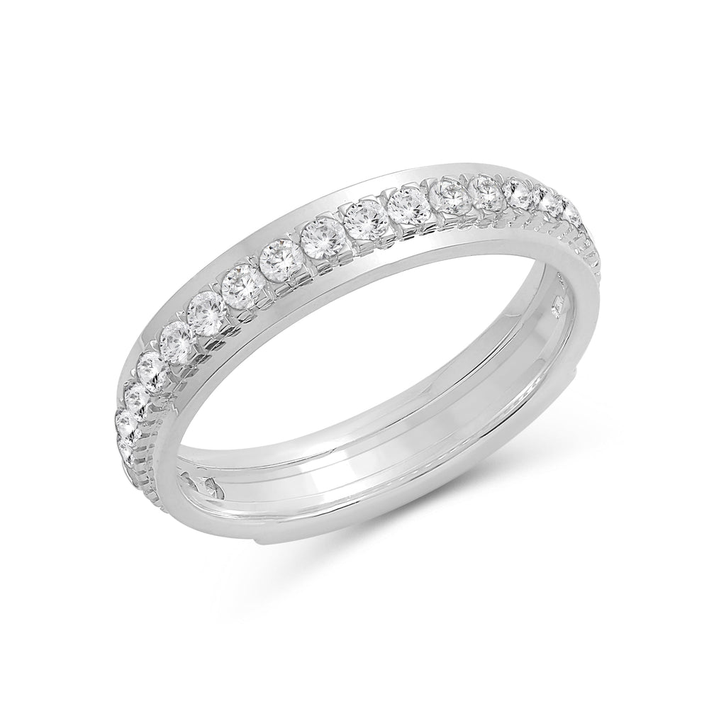 Round Diamond Horizon Ring with 18KT White Gold / 3.5 Cut Diamond in 14KT White Gold / 3.5 view 5
