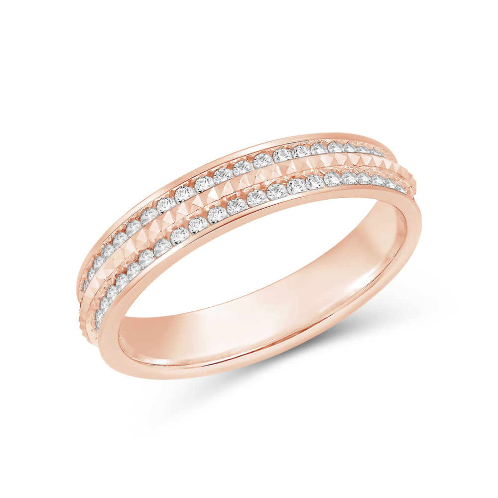 Layered Diamond Pyramid Ring with 18KT Rose Gold / Lab / 1/3 Cut Diamond in 14KT Rose Gold / Lab / 1/3 view 5
