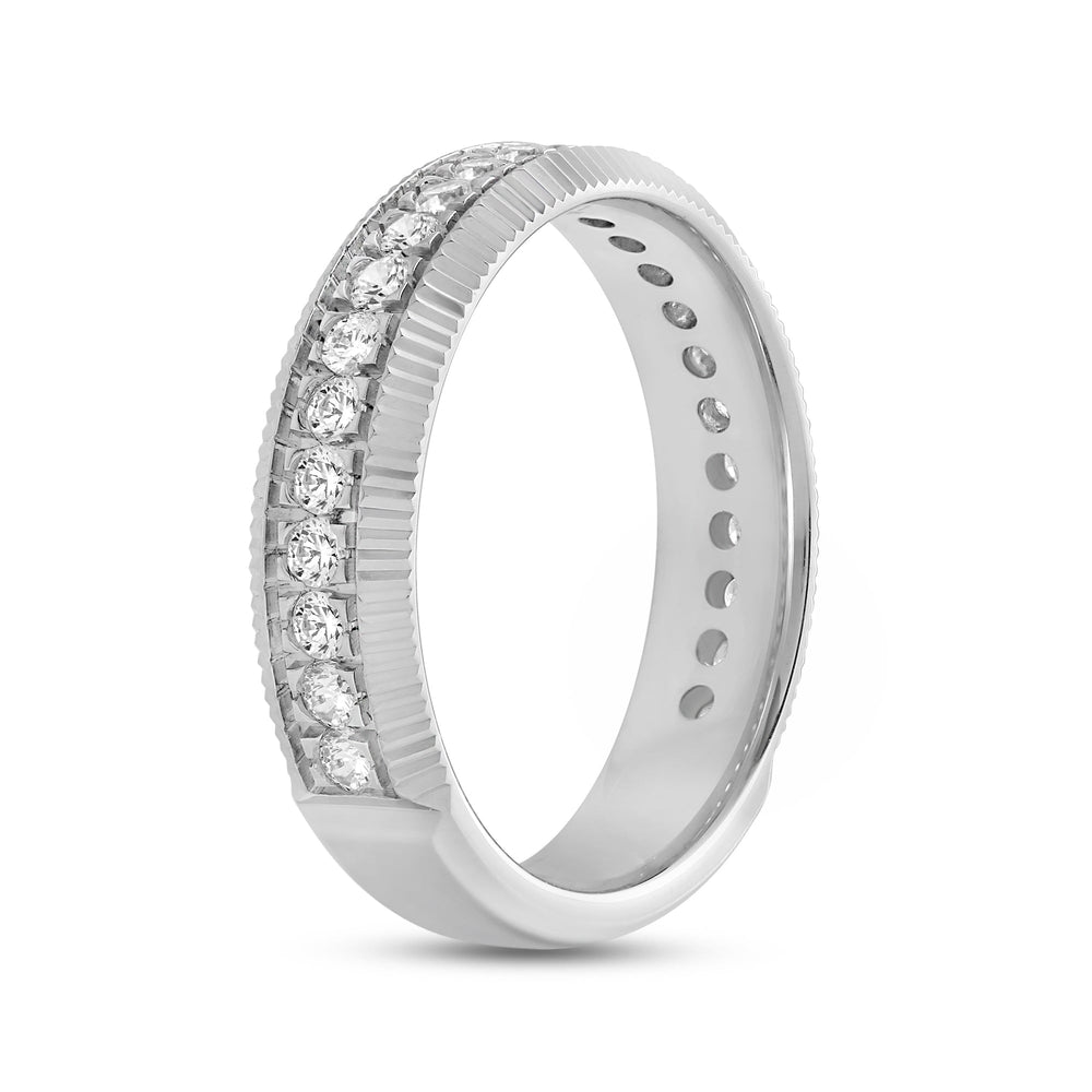 Midi Fluted Frame Ring with 18KT White Gold / Lab / 1/2 Cut Diamond in 14KT White Gold / Lab / 1/2 view 6
