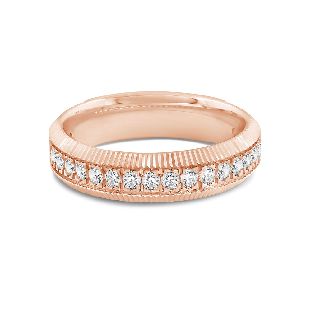 Midi Fluted Frame Ring with 18KT Rose Gold / Lab / 1/2 Cut Diamond in 14KT Rose Gold / Lab / 1/2 view 1
