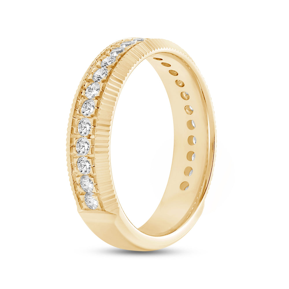 Midi Fluted Frame Ring with 18KT Yellow Gold / Lab / 1/2 Cut Diamond in 14KT Yellow Gold / Lab / 1/2 view 6
