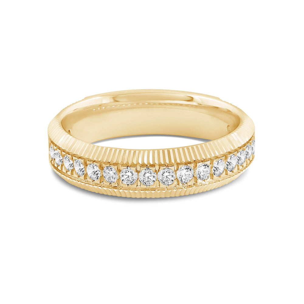 Midi Fluted Frame Ring with 18KT Yellow Gold / Lab / 1/2 Cut Diamond in 14KT Yellow Gold / Lab / 1/2 view 1
