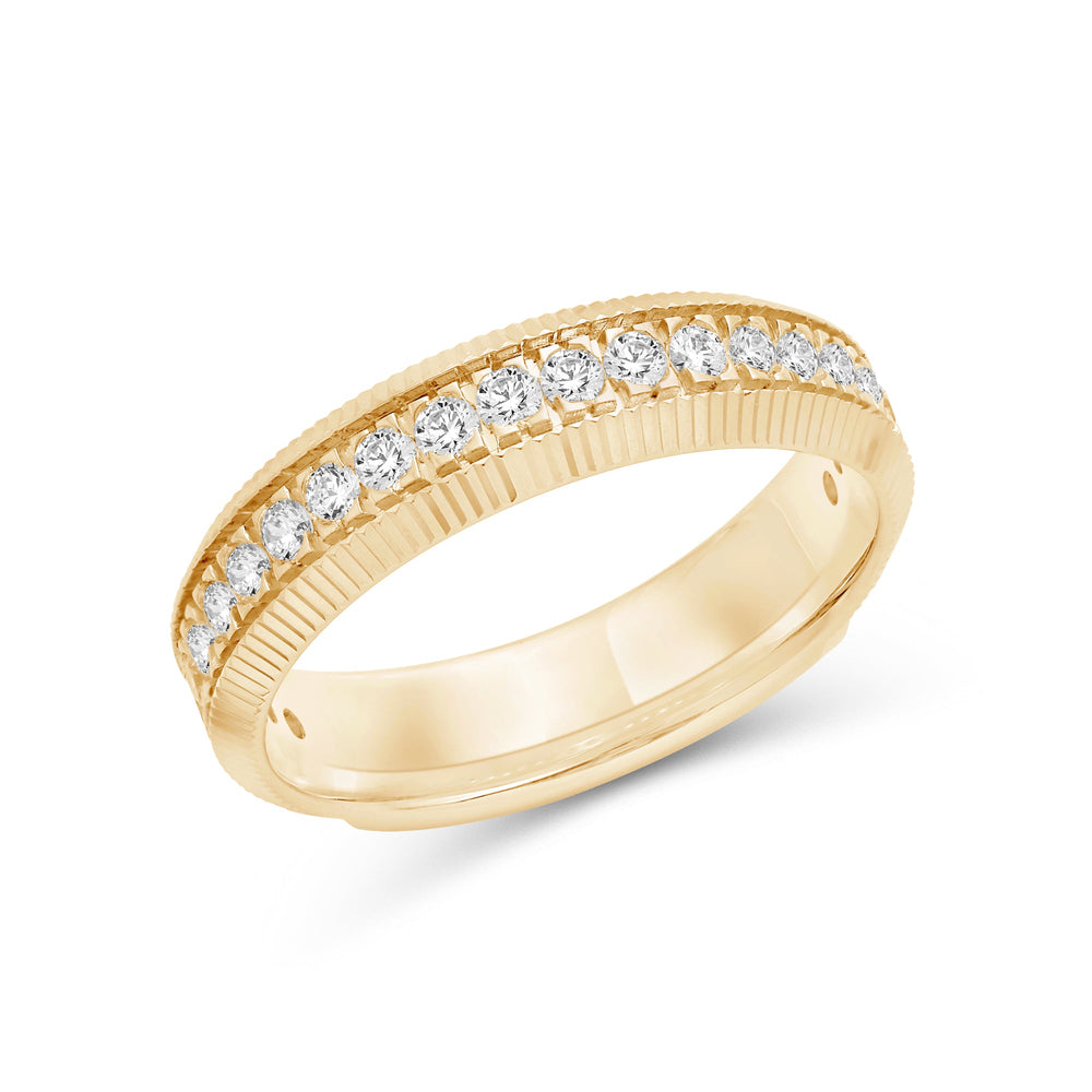 Midi Fluted Frame Ring with 18KT Yellow Gold / Lab / 1/2 Cut Diamond in 14KT Yellow Gold / Lab / 1/2 view 5
