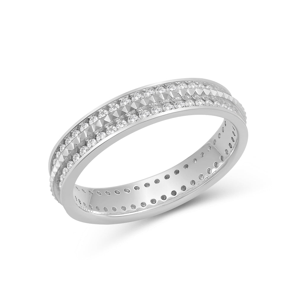 Midi Diamond Frame Pyramid Ring with 18KT White Gold / Lab / 5/8 Cut Diamond in 14KT White Gold / Lab / 5/8 view 5
