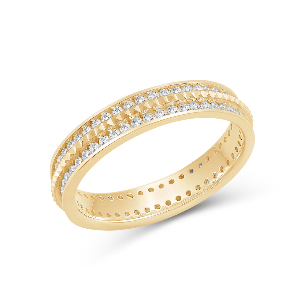Midi Diamond Frame Pyramid Ring with 18KT Yellow Gold / Lab / 5/8 Cut Diamond in 14KT Yellow Gold / Lab / 5/8 view 5
