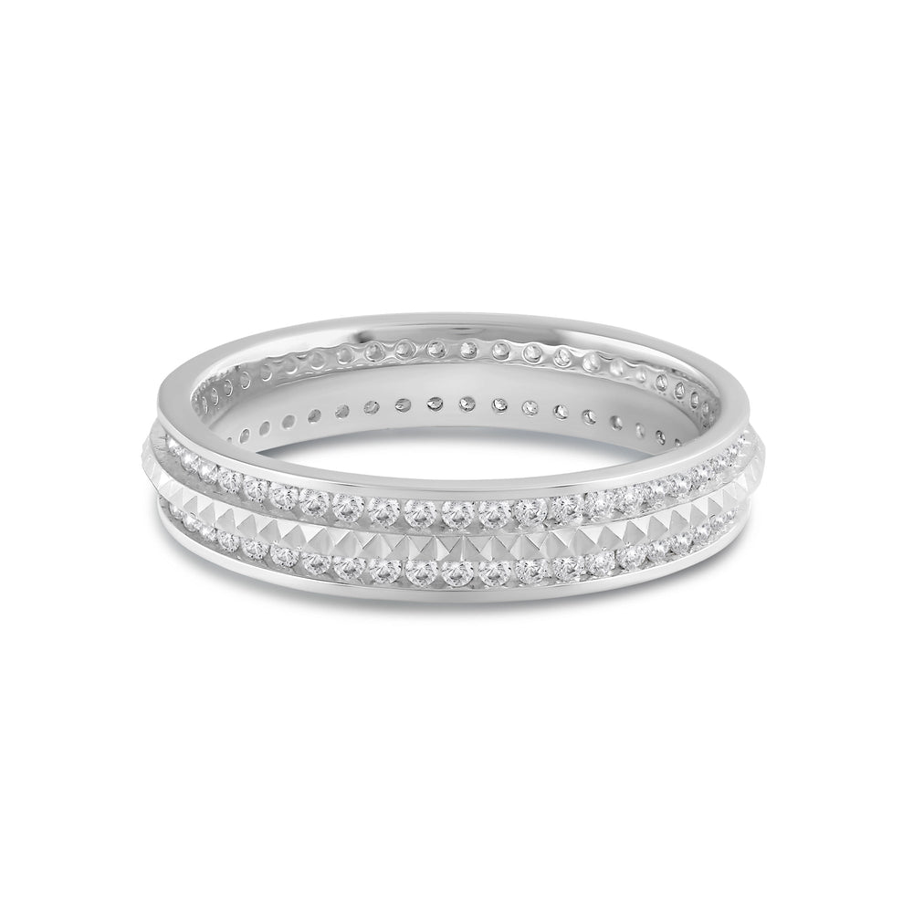 Midi Diamond Frame Pyramid Ring with 18KT White Gold / Lab / 5/8 Cut Diamond in 14KT White Gold / Lab / 5/8 view 1
