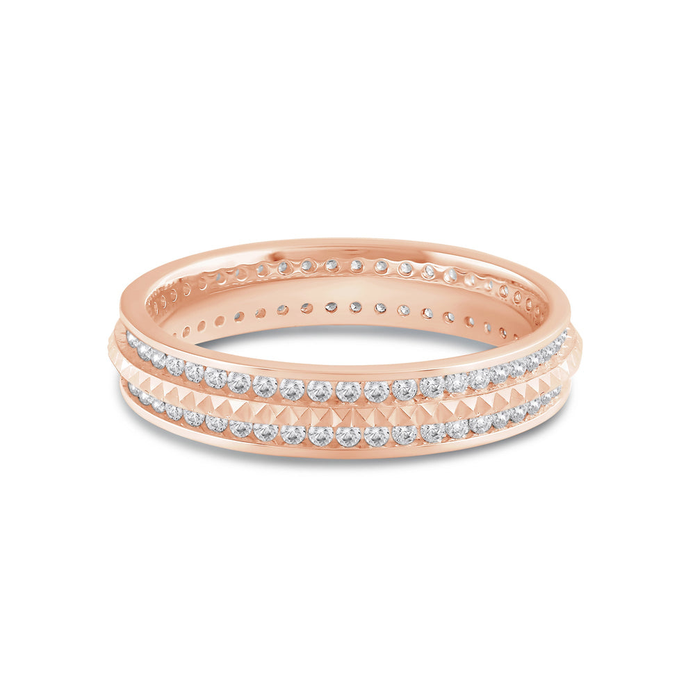 Midi Diamond Frame Pyramid Ring with 18KT Rose Gold / Lab / 5/8 Cut Diamond in 14KT Rose Gold / Lab / 5/8 view 1
