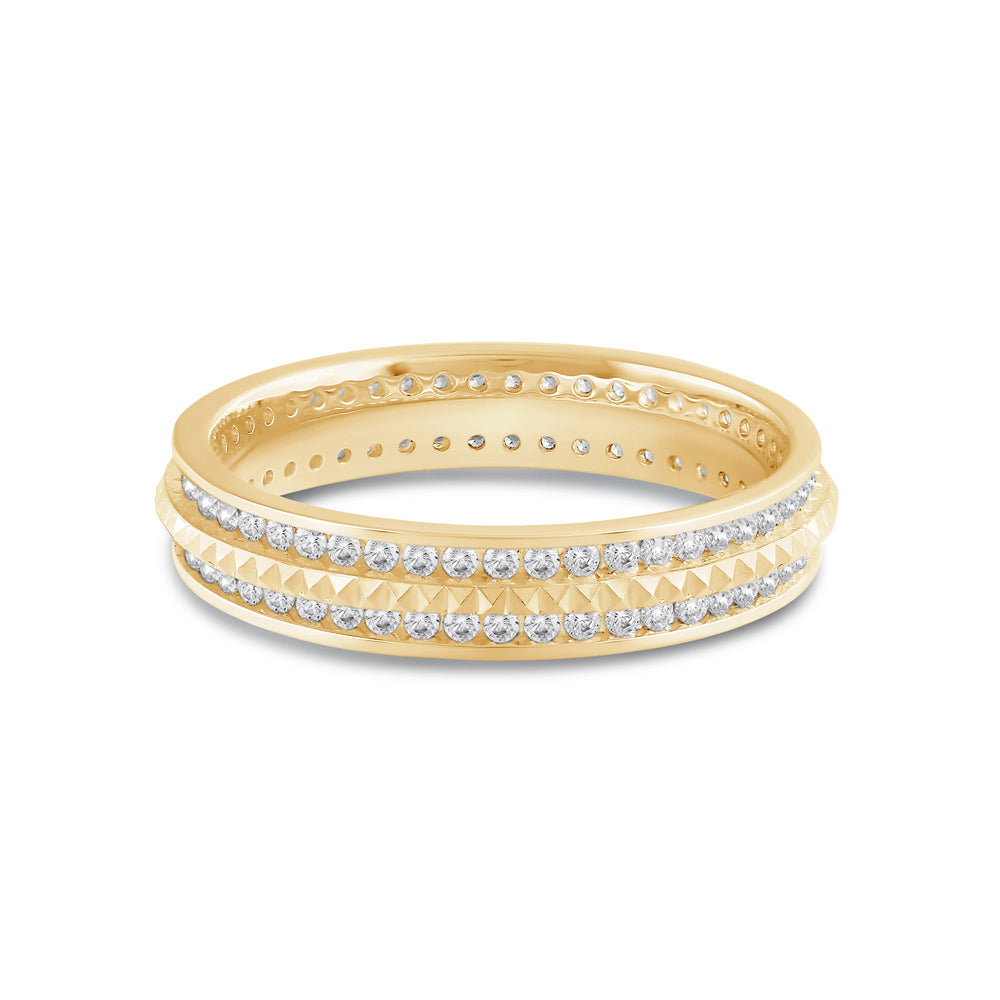 Midi Diamond Frame Pyramid Ring with 18KT Yellow Gold / Lab / 5/8 Cut Diamond in 14KT Yellow Gold / Lab / 5/8 view 1

