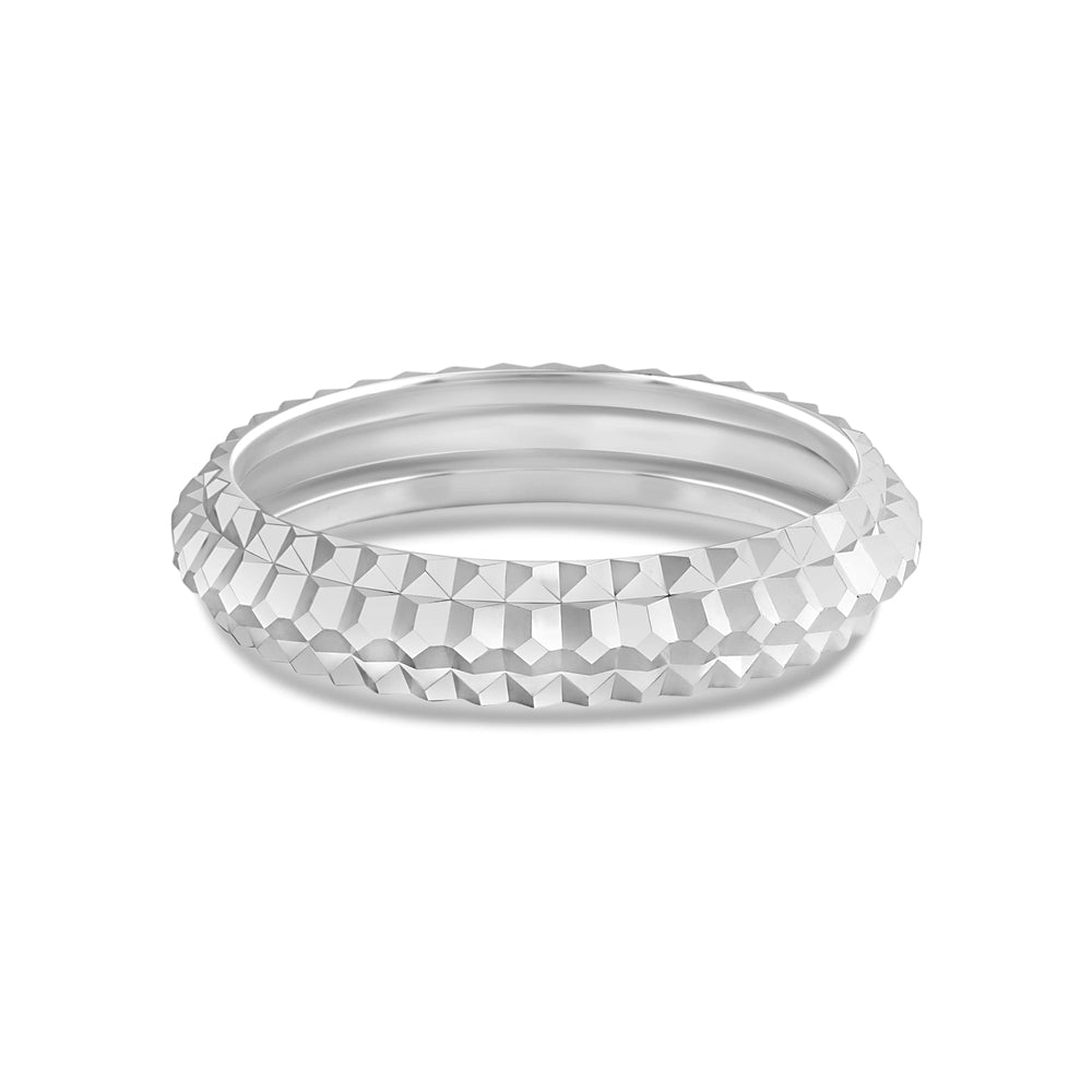 Elevated Center Pyramid Ring with 18KT White Gold / 4 Cut Diamond in 14KT White Gold / 4 view 1
