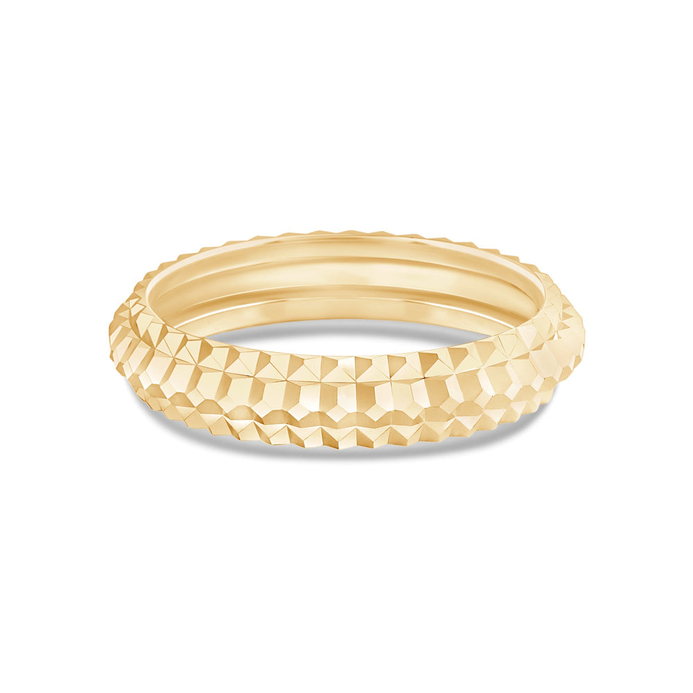 Elevated Center Pyramid Ring with 18KT Yellow Gold / 4 Cut Diamond in 14KT Yellow Gold / 4 view 1
