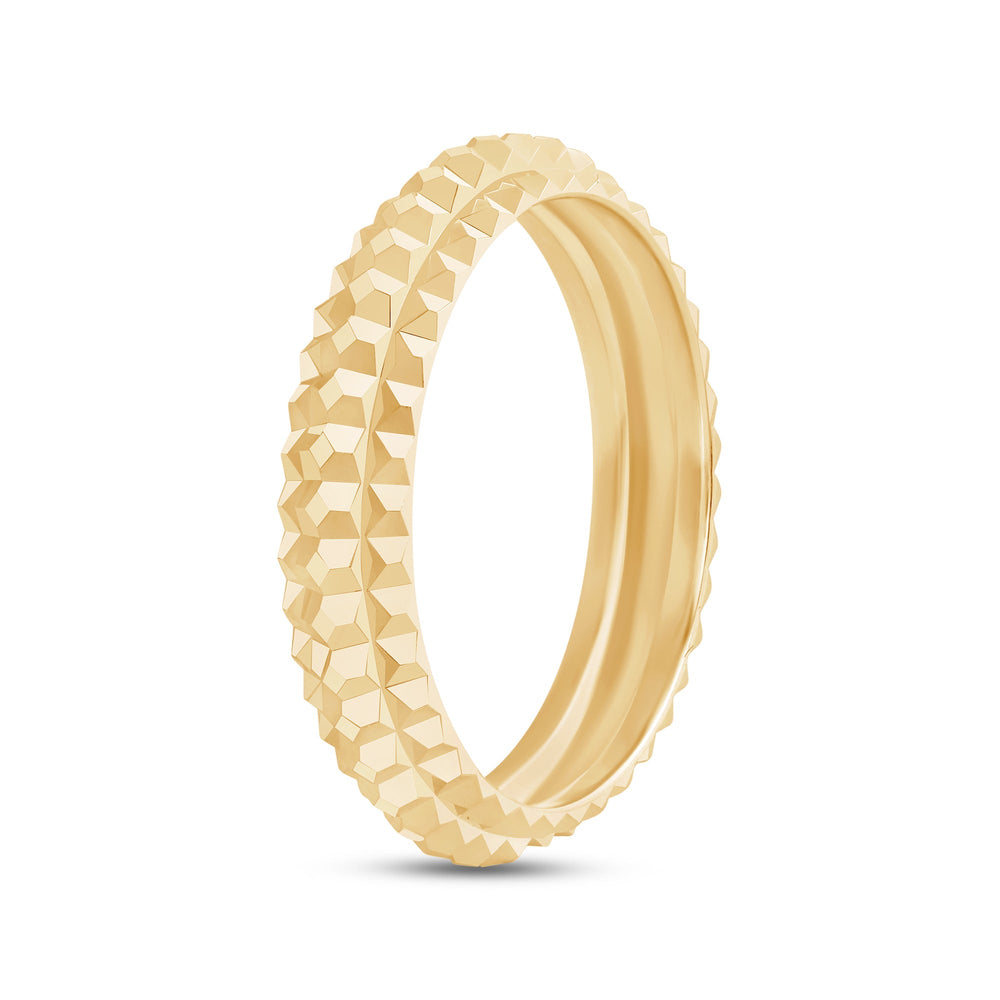 Elevated Center Pyramid Ring with 18KT Yellow Gold / 4 Cut Diamond in 14KT Yellow Gold / 4 view 6
