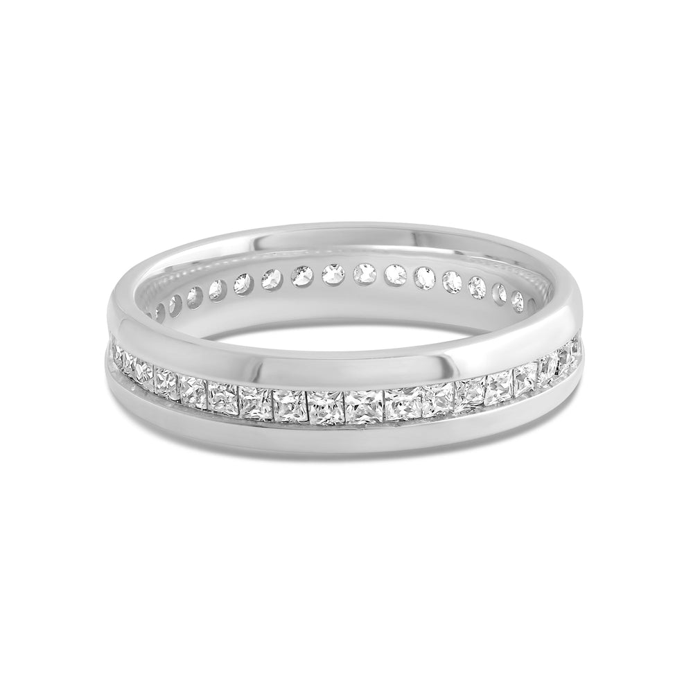 Classic Dome Diamond Horizon Ring with 18KT White Gold / Lab / 9/10 Cut Diamond in 14KT White Gold / Lab / 9/10 view 1
