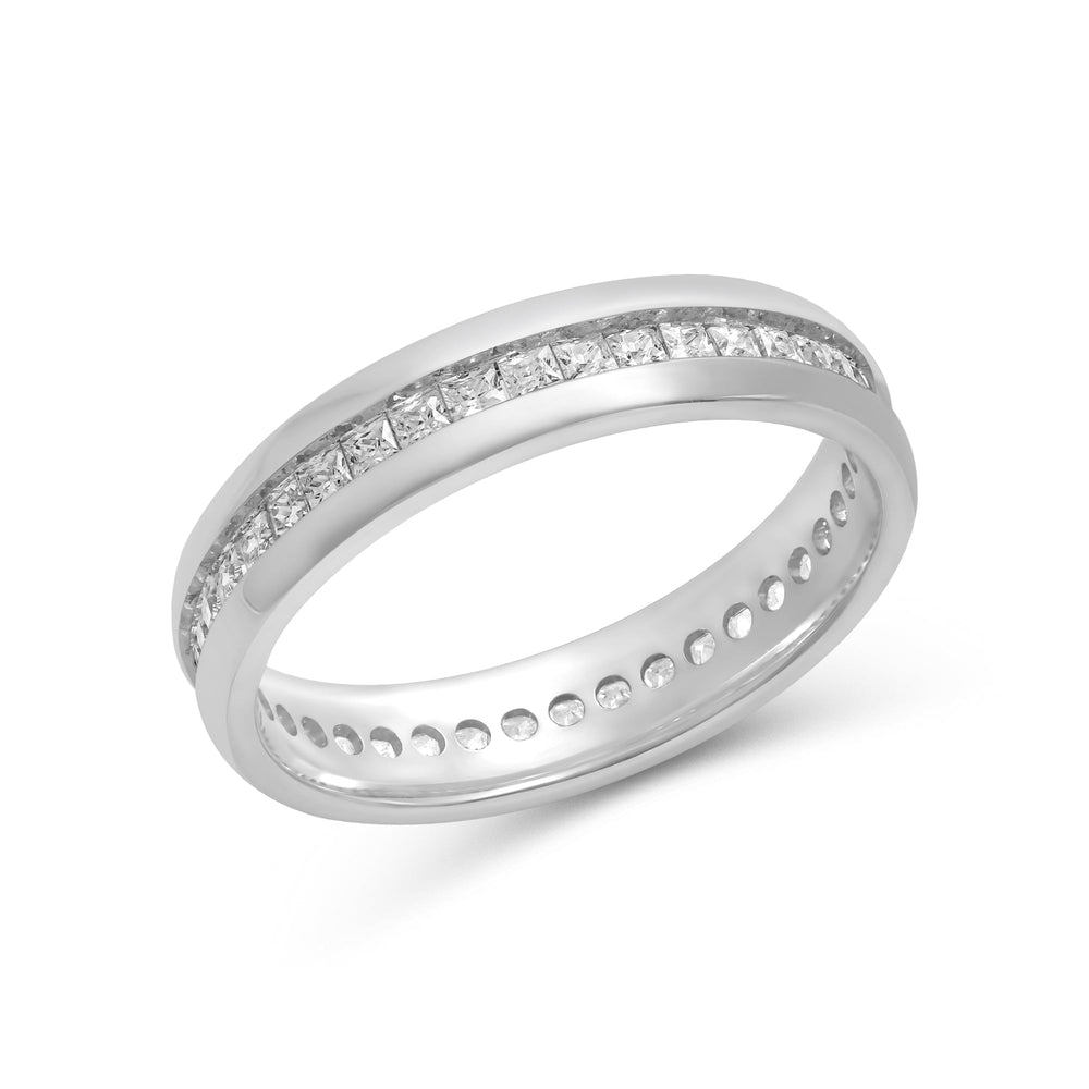 Classic Dome Diamond Horizon Ring with 18KT White Gold / Lab / 9/10 Cut Diamond in 14KT White Gold / Lab / 9/10 view 5
