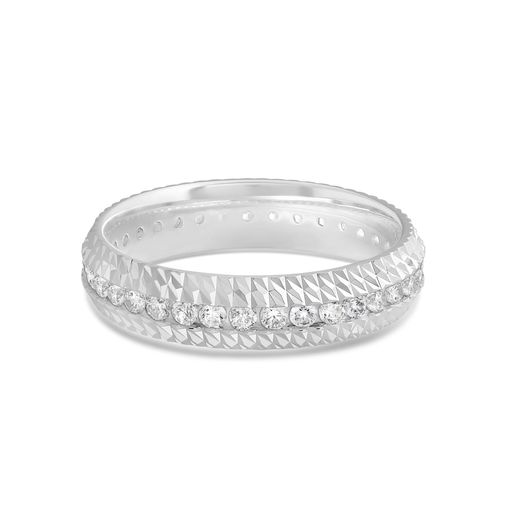 Diagonal Frame Ring with 18KT White Gold / Lab / 5/8 Cut Diamond in 14KT White Gold / Lab / 5/8 view 1

