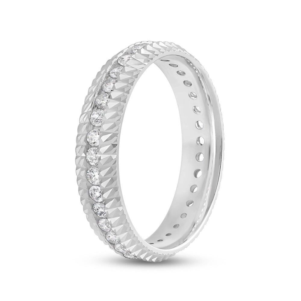Diagonal Frame Ring with 18KT White Gold / Lab / 5/8 Cut Diamond in 14KT White Gold / Lab / 5/8 view 6
