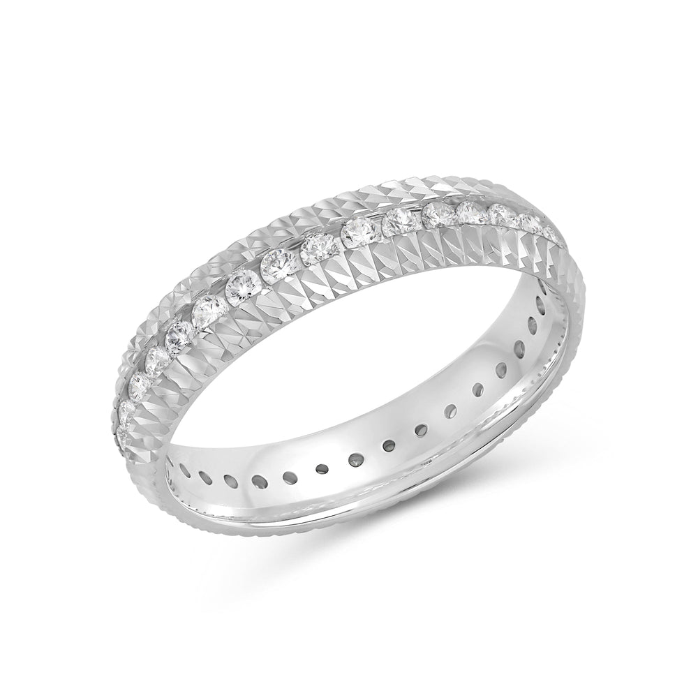 Diagonal Frame Ring with 18KT White Gold / Lab / 5/8 Cut Diamond in 14KT White Gold / Lab / 5/8 view 5
