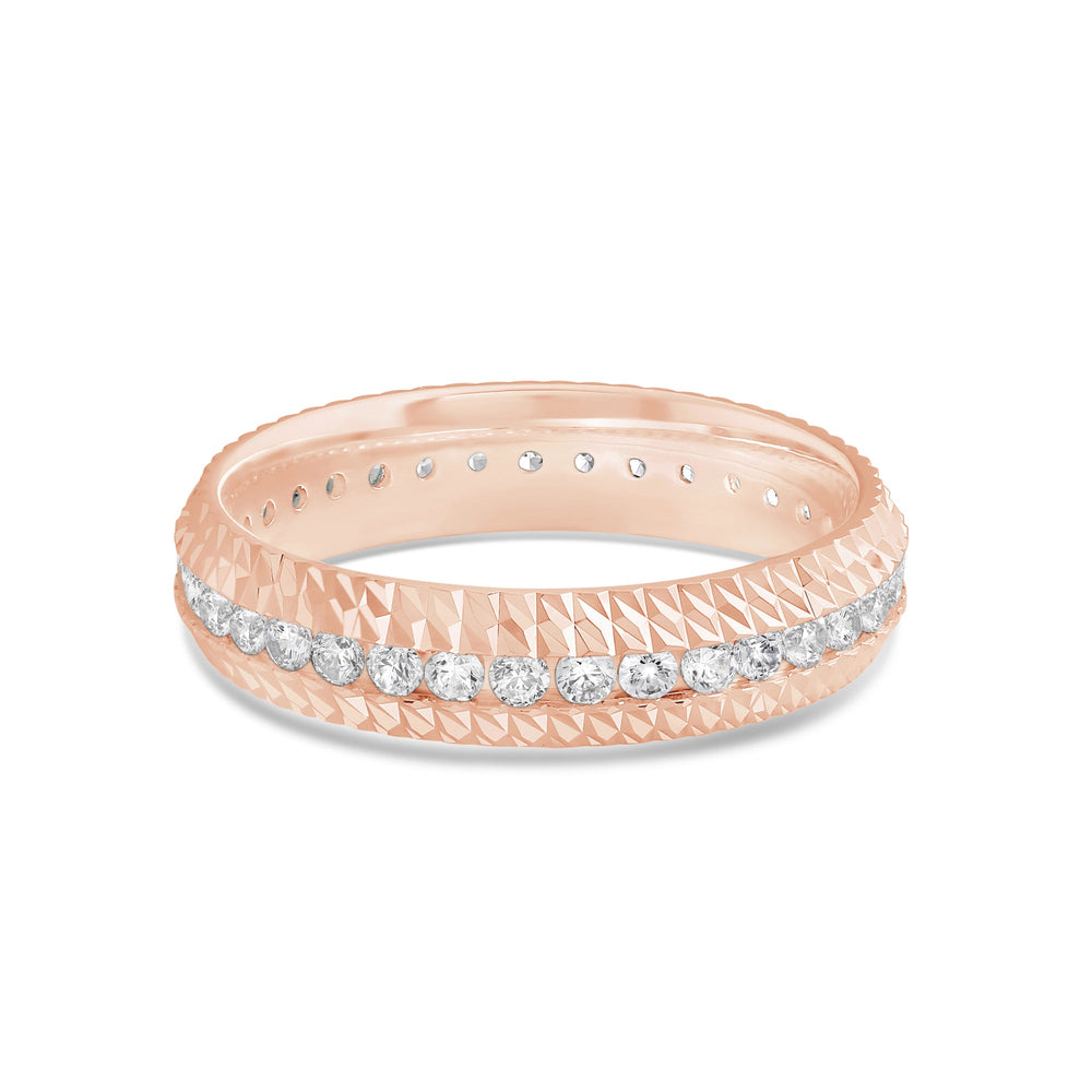 Diagonal Frame Ring with 18KT Rose Gold / Lab / 5/8 Cut Diamond in 14KT Rose Gold / Lab / 5/8 view 1
