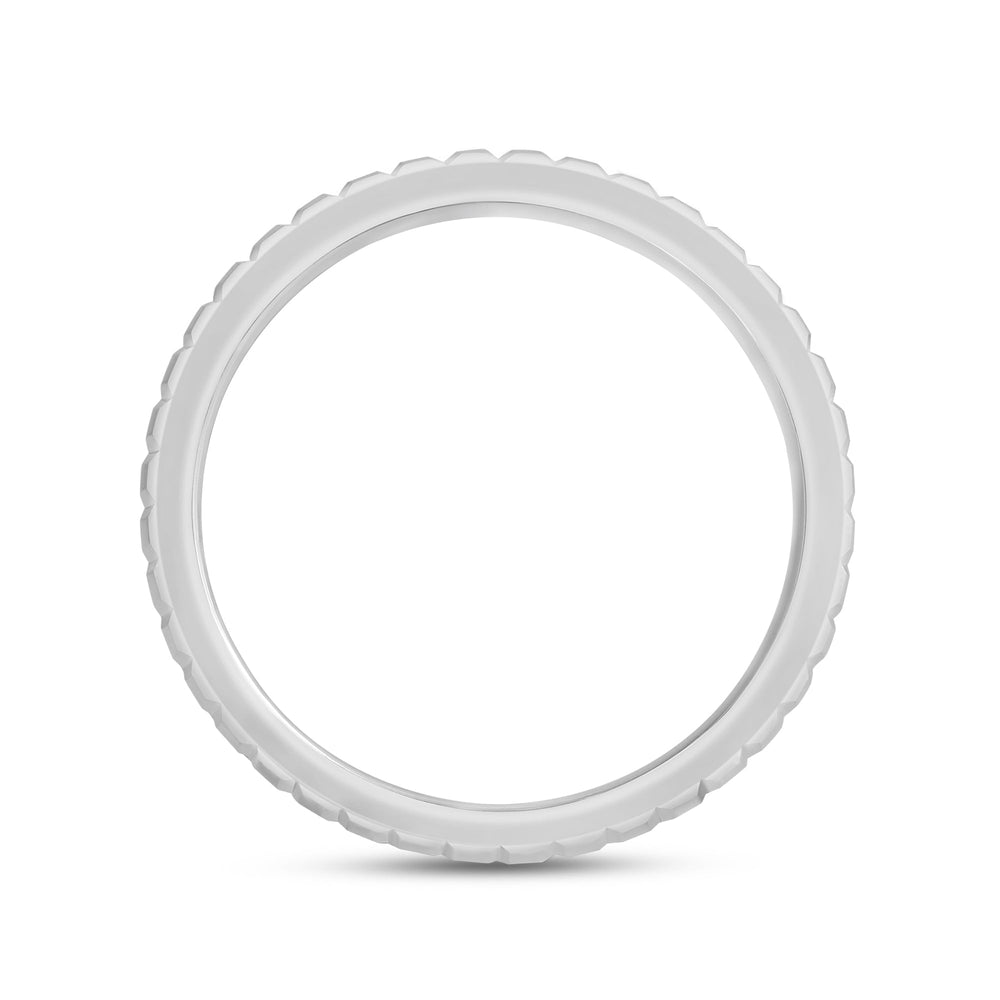 Diamond Edge Geometric Block Ring with 18KT White Gold / Lab / 1 Cut Diamond in 14KT White Gold / Lab / 1 view 4
