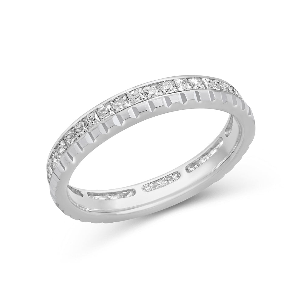 Diamond Edge Geometric Block Ring with 18KT White Gold / Lab / 1 Cut Diamond in 14KT White Gold / Lab / 1 view 5
