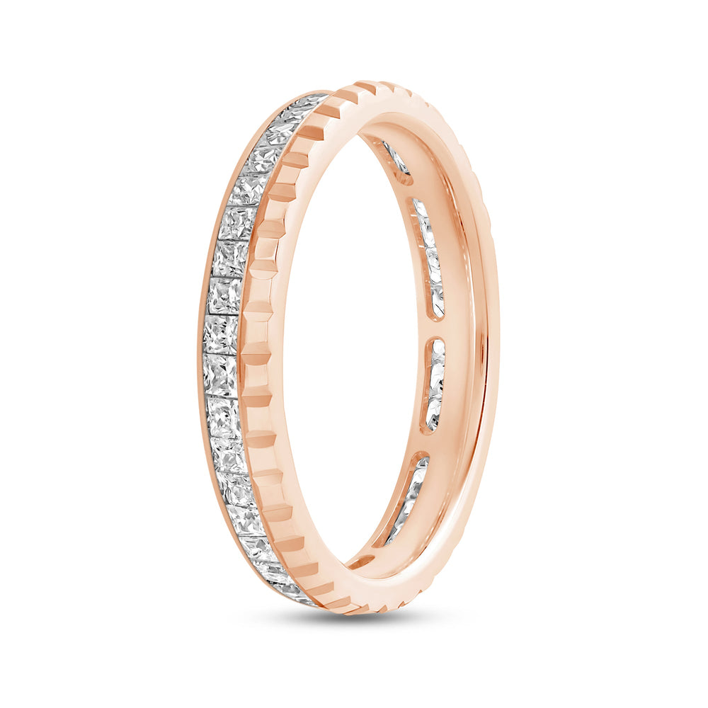 Diamond Edge Geometric Block Ring with 18KT Rose Gold / Lab / 1 Cut Diamond in 14KT Rose Gold / Lab / 1 view 6
