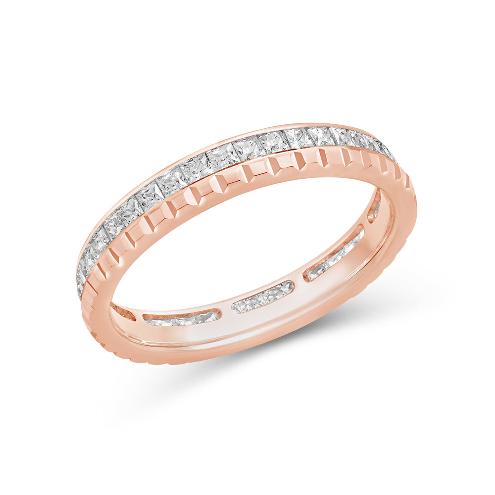 Diamond Edge Geometric Block Ring with 18KT Rose Gold / Lab / 1 Cut Diamond in 14KT Rose Gold / Lab / 1 view 5
