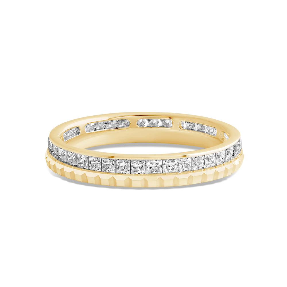 Diamond Edge Geometric Block Ring with 18KT Yellow Gold / Lab / 1 Cut Diamond in 14KT Yellow Gold / Lab / 1 view 1
