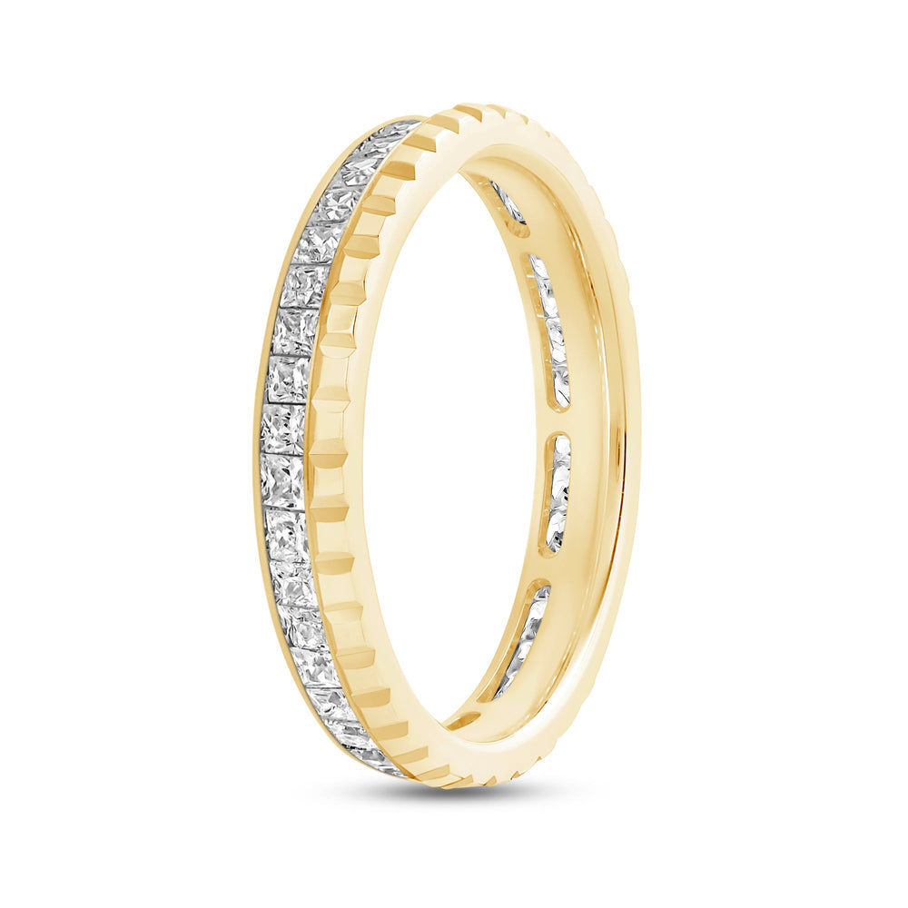 Diamond Edge Geometric Block Ring with 18KT Yellow Gold / Lab / 1 Cut Diamond in 14KT Yellow Gold / Lab / 1 view 6
