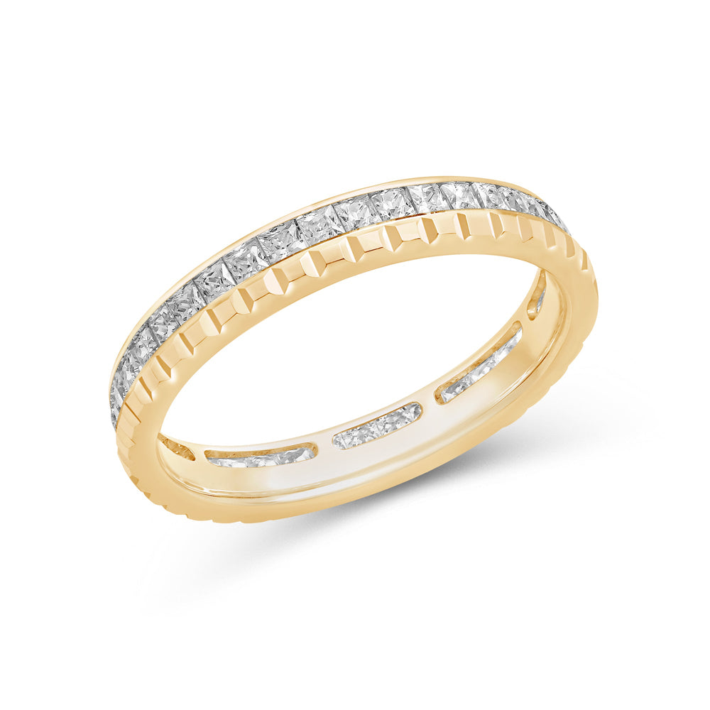 Diamond Edge Geometric Block Ring with 18KT Yellow Gold / Lab / 1 Cut Diamond in 14KT Yellow Gold / Lab / 1 view 5
