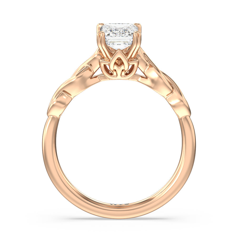 Emerald Cut Vintage Celtic Twist Engagement Ring with Lab Grown Diamond in 14KT Rose Gold view 2
