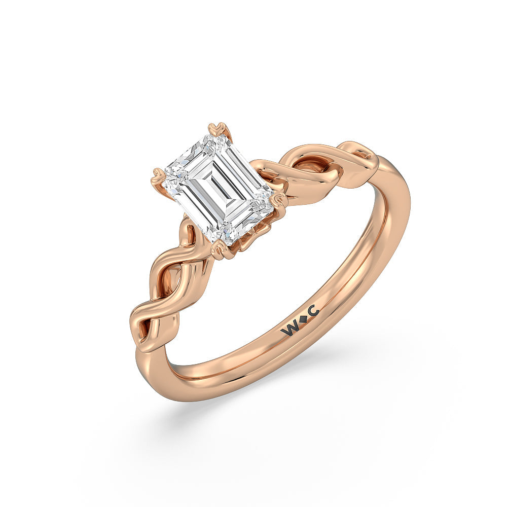 Emerald Cut Vintage Celtic Twist Engagement Ring with Lab Grown Diamond in 14KT Rose Gold view 3
