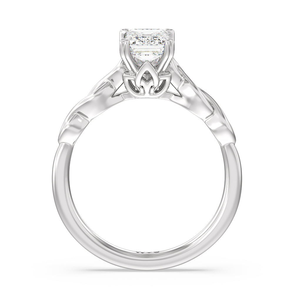 Emerald Cut Vintage Celtic Twist Engagement Ring with Lab Grown Diamond in 14KT Platinum view 2
